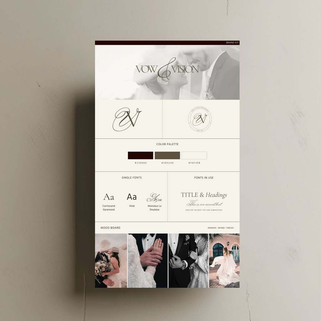 Vow & Vision Brand Kit - Romantic and Refined Branding for Wedding Professionals